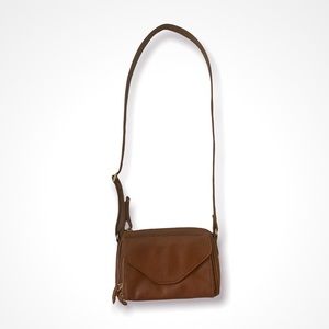 Cognac small handbag with gold hardware